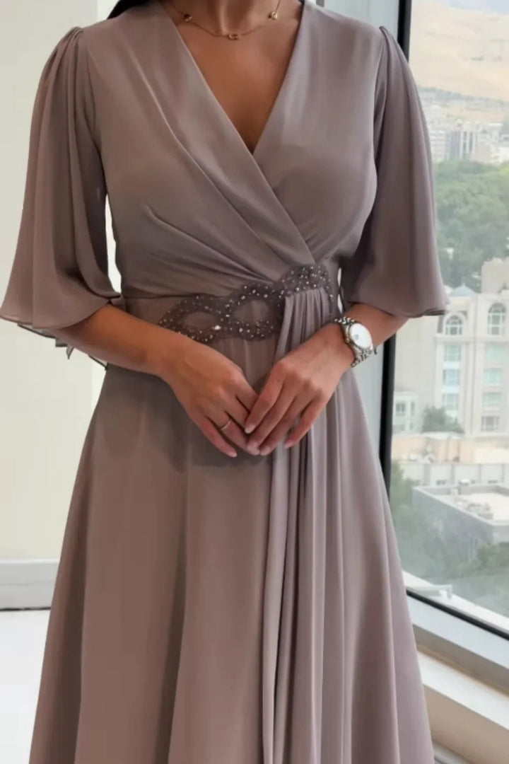 Renee | Women's V-Neck Wrap Midi Dress