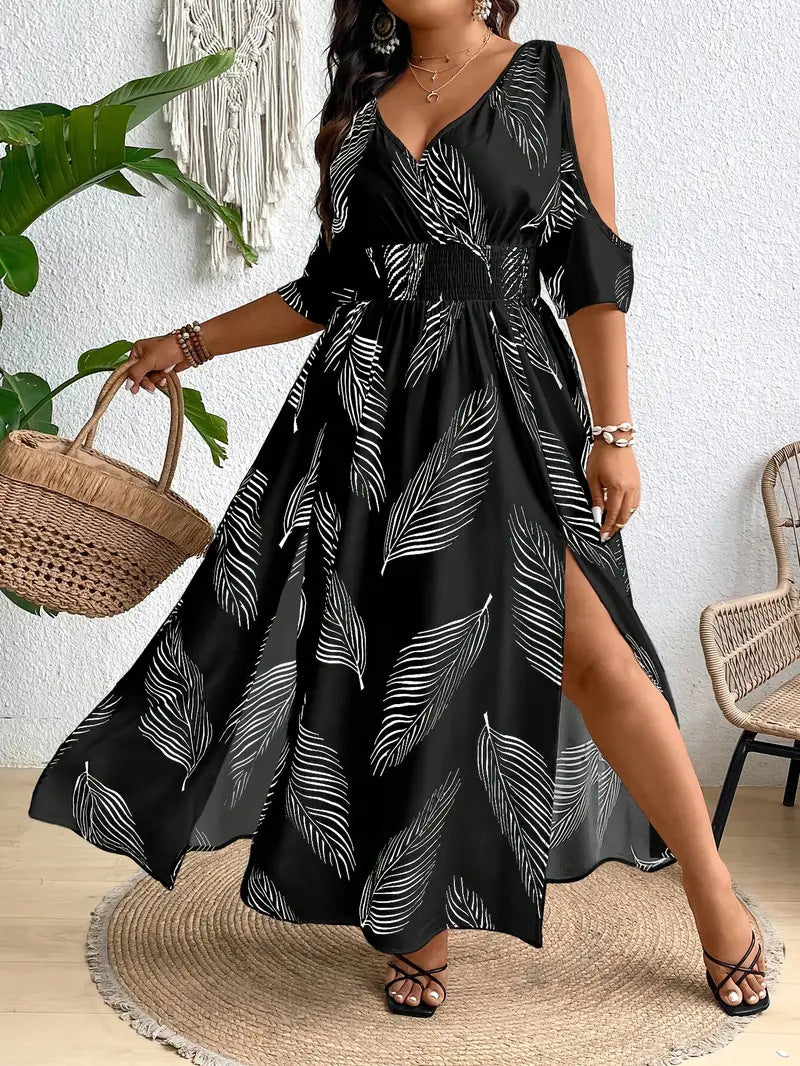 Rochelle | Women's V-Neck A-Line Midi Dress