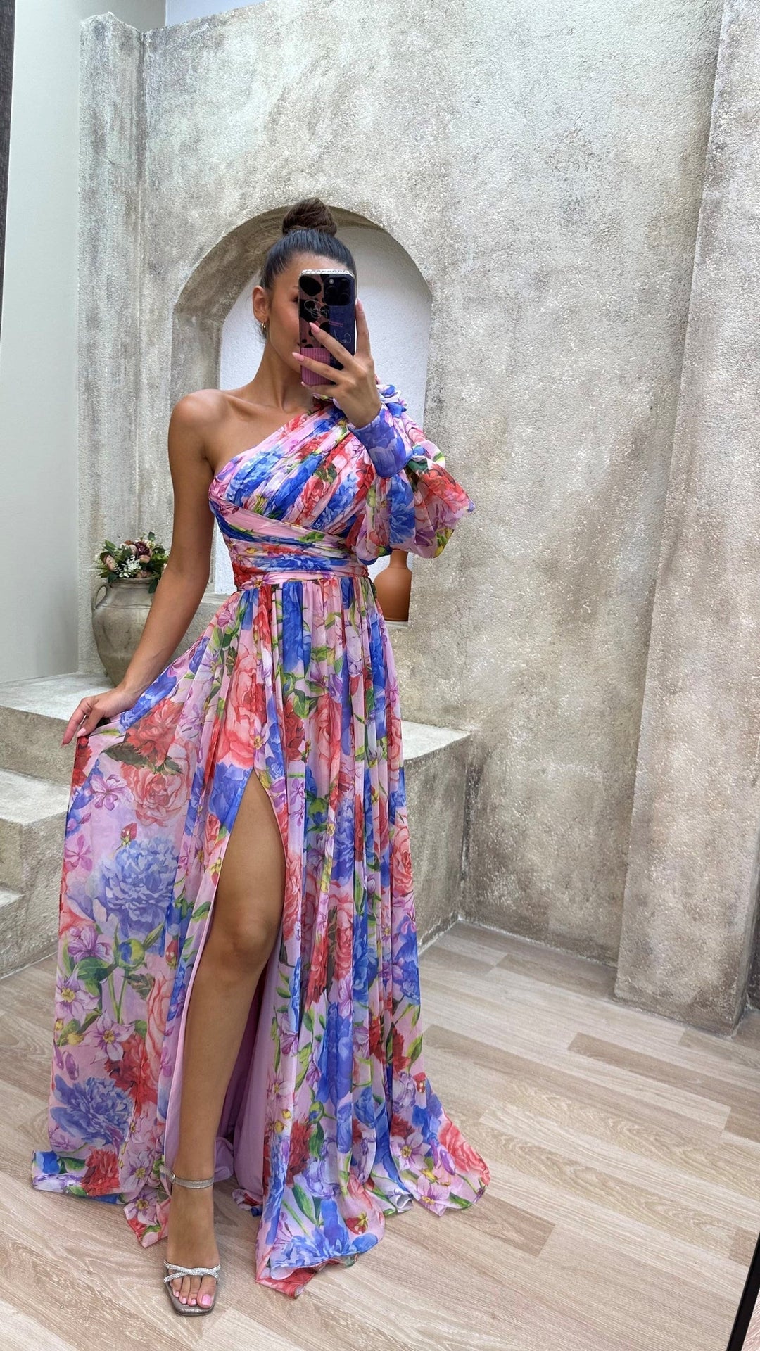 Sabrina | Women's One Shoulder Floral Maxi Dress