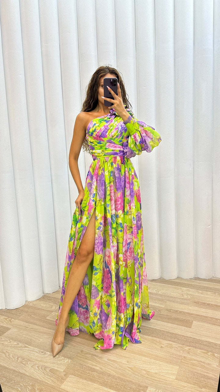 Sabrina | Women's One Shoulder Floral Maxi Dress