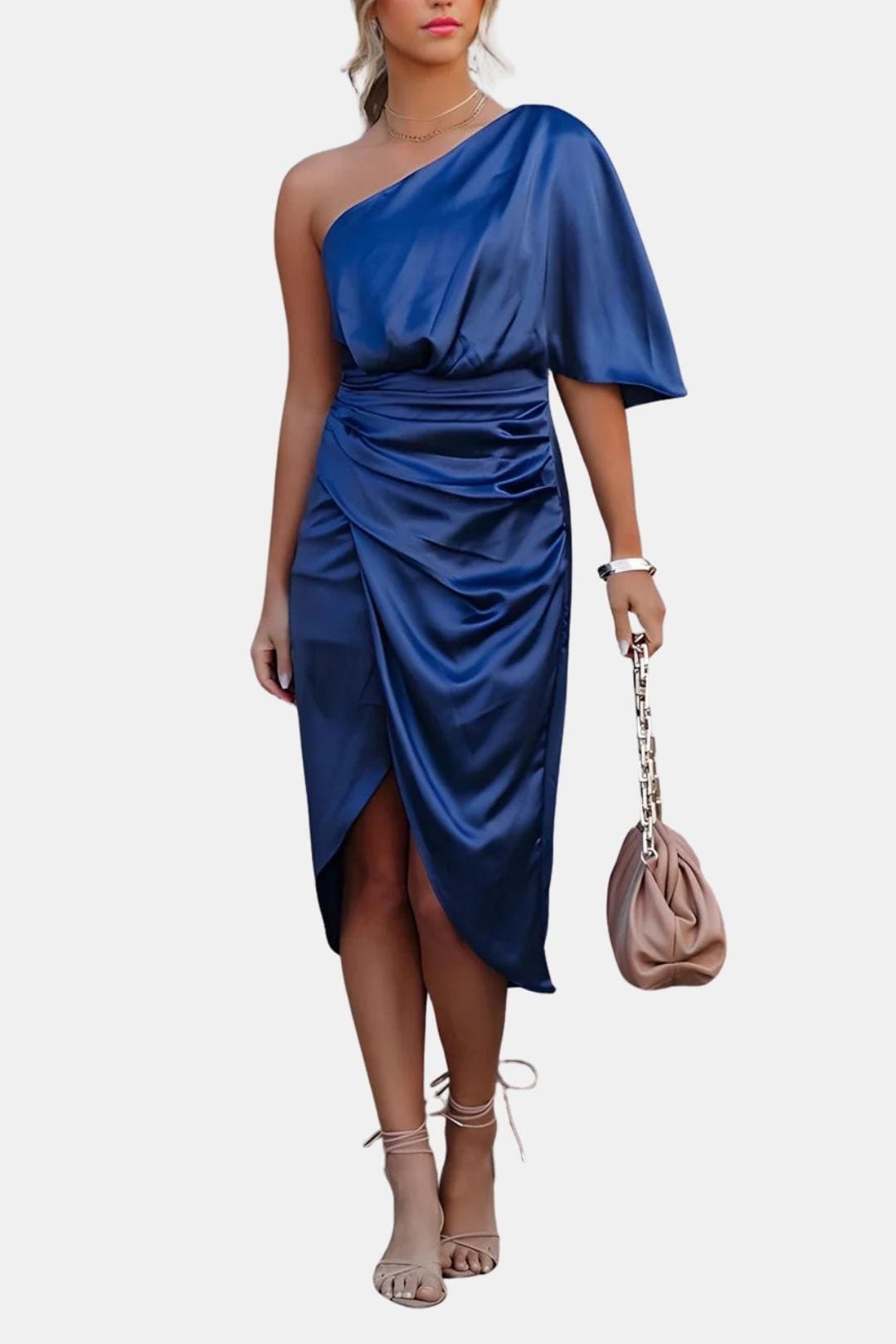 Tiffany | Women's One-Shoulder Wrap Midi Dress