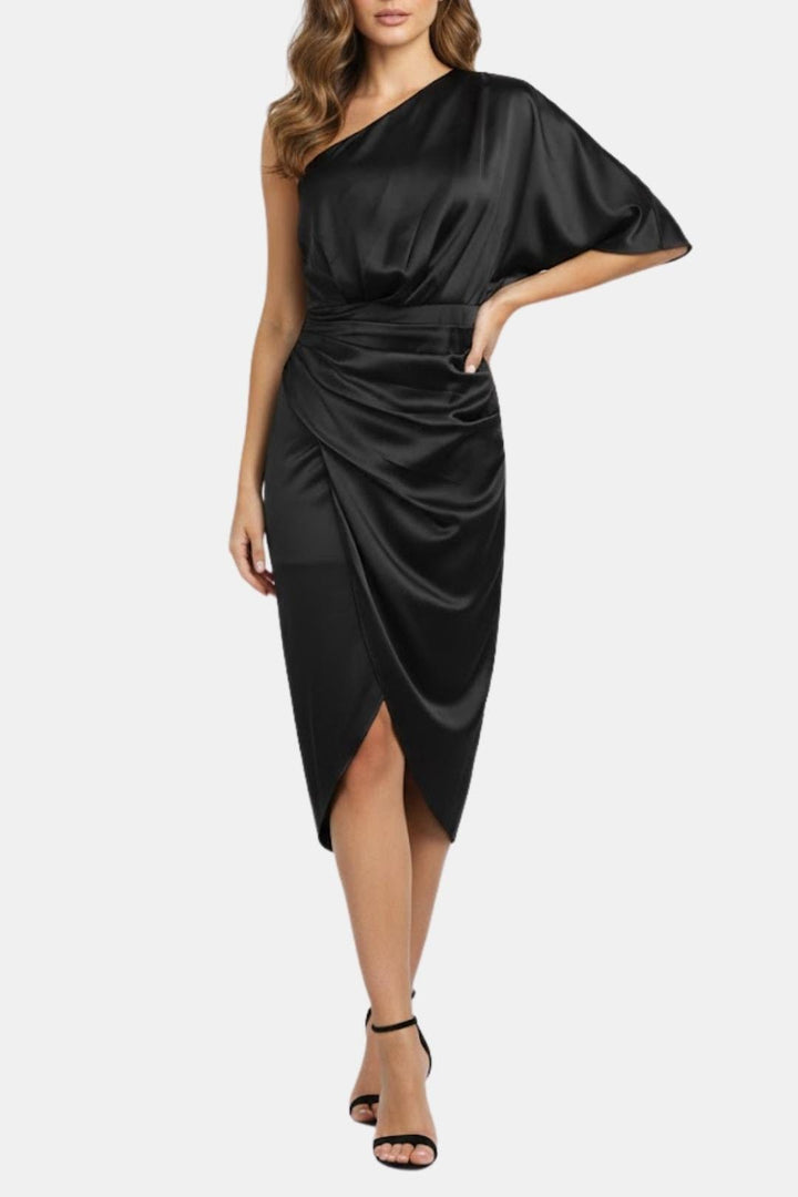 Tiffany | Women's One-Shoulder Wrap Midi Dress