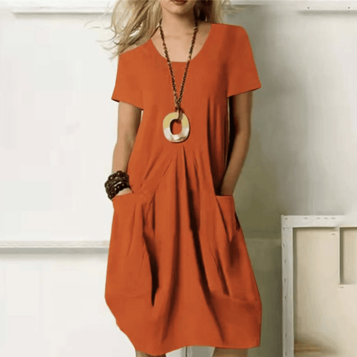 Tiffany | Women's V-Neck A-Line Midi Dress