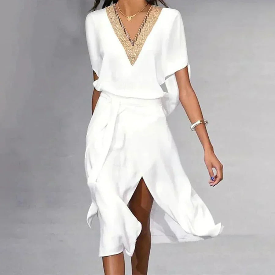 Vicki | Women's V-Neck Wrap Midi Dress