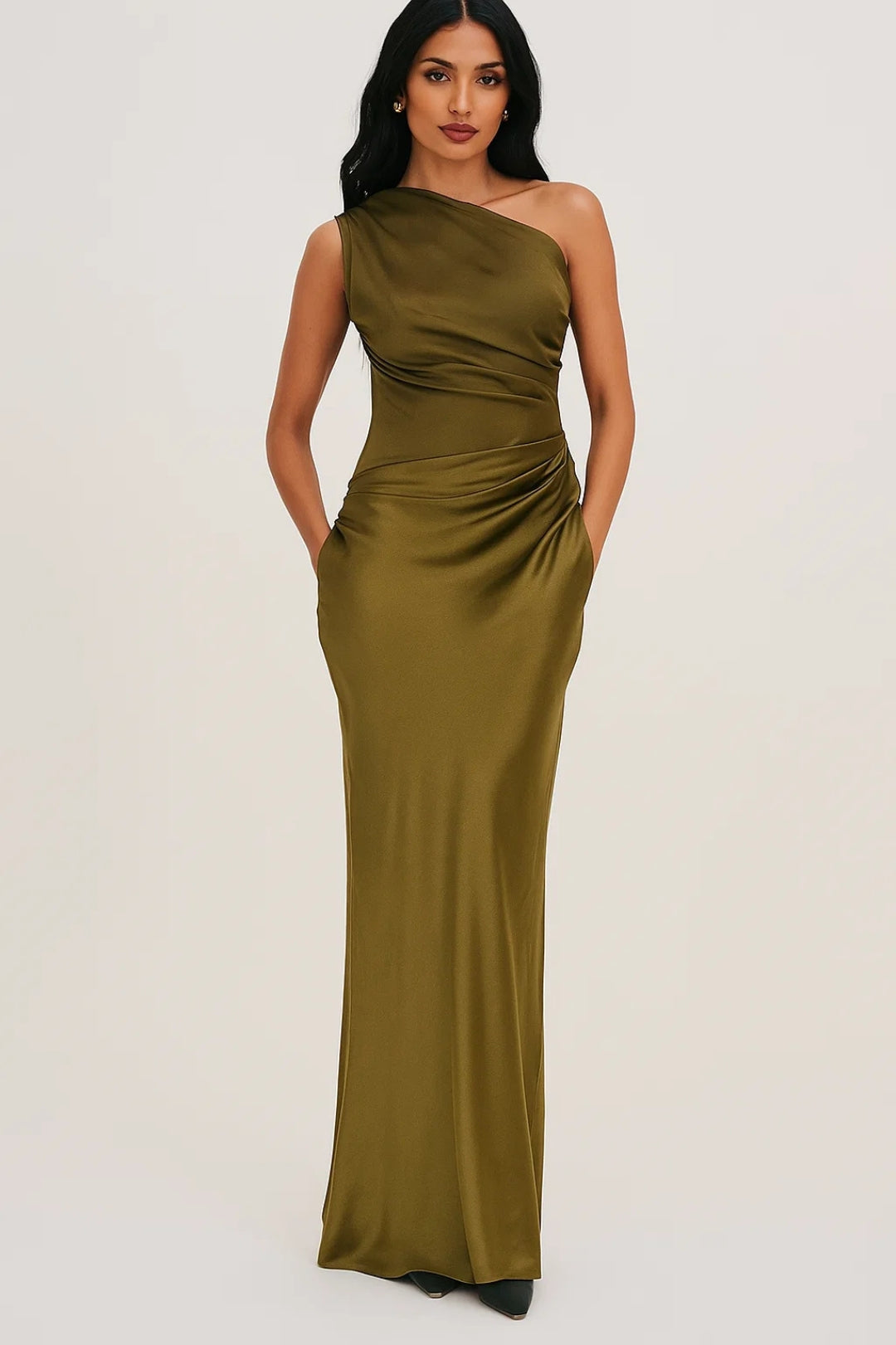 Sarah | Women's One Shoulder Fitted Maxi Dress