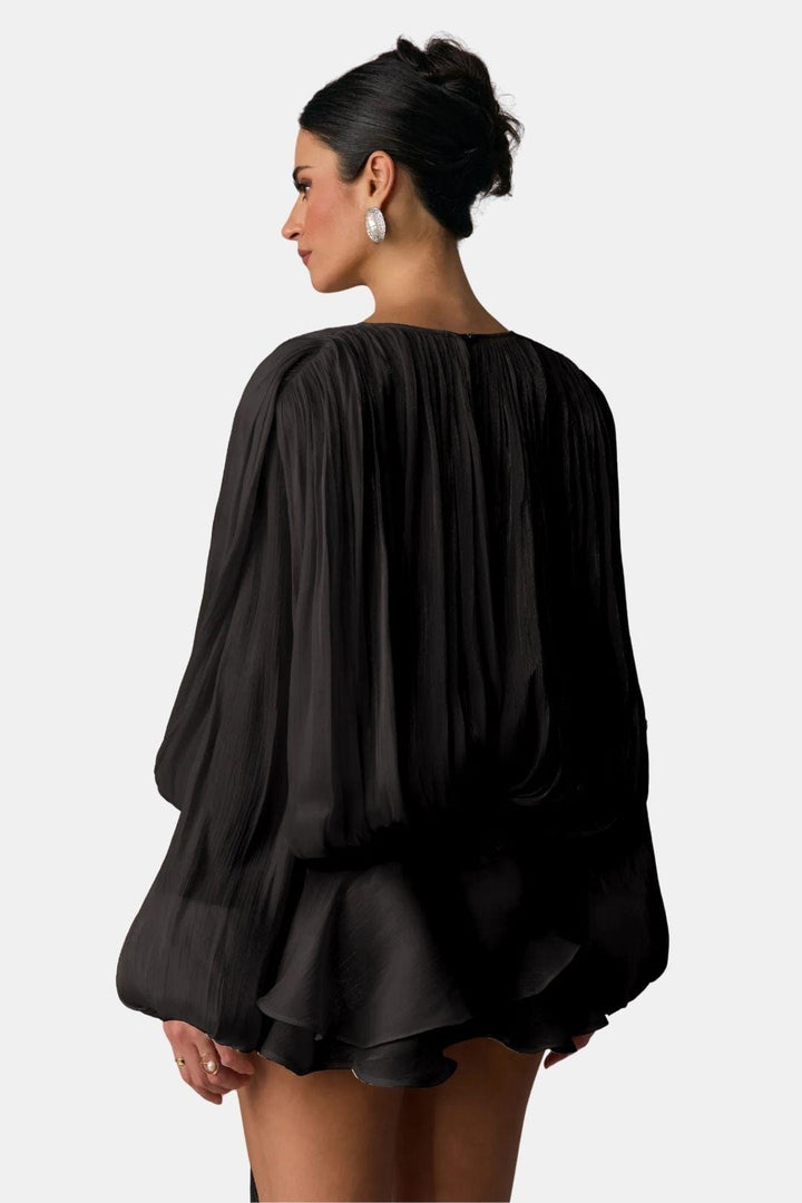 Zoe | Women's Tie Neck Long Sleeve Mini Dress