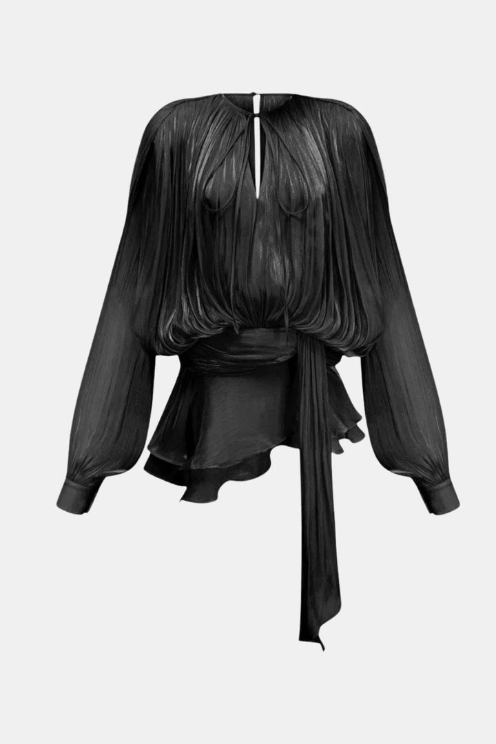 Zoe | Women's Tie Neck Long Sleeve Mini Dress